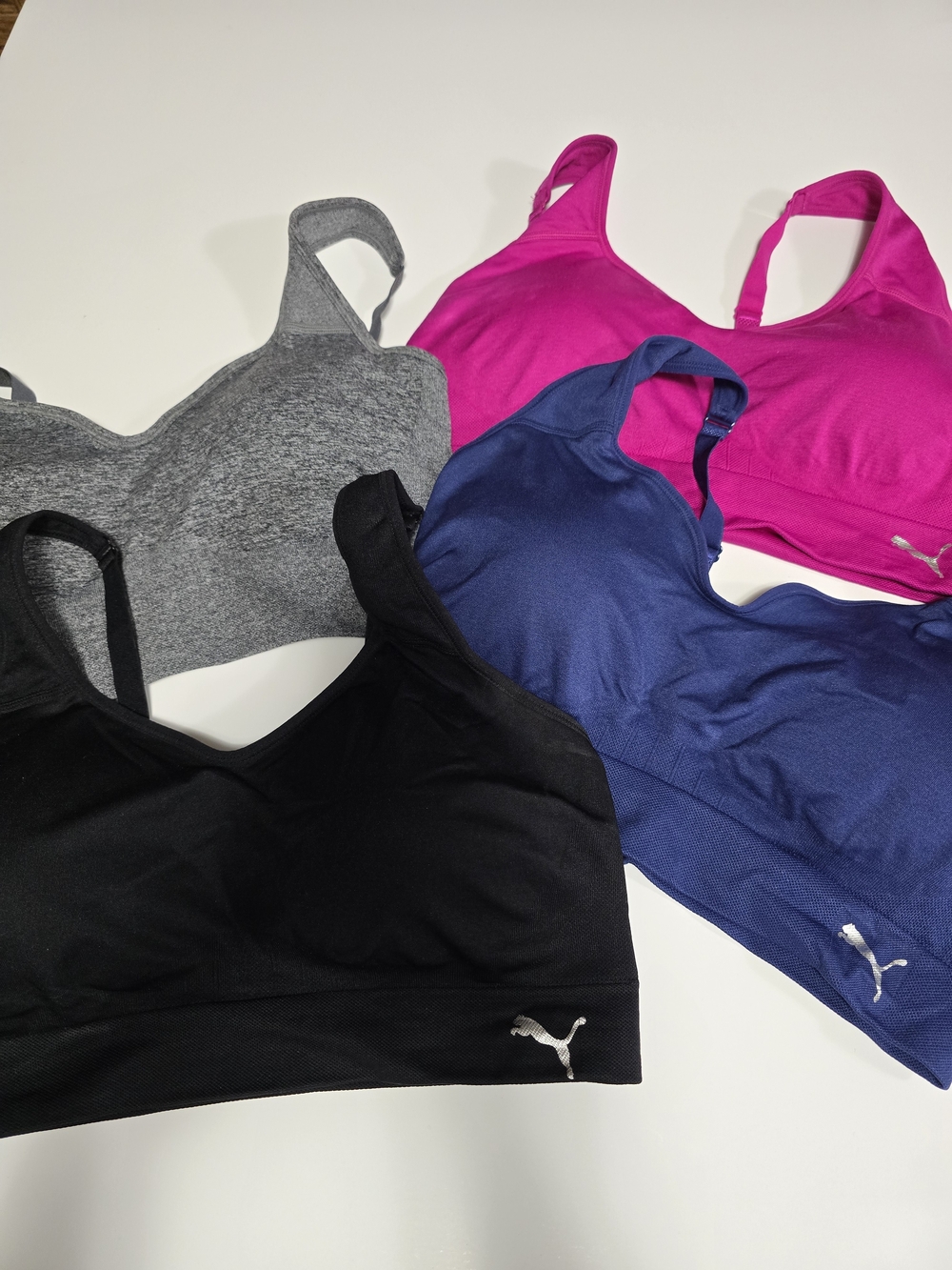 PUMA Women's Seamless Sports Bras – Black, Gray, Navy, Pink